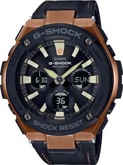 Pre-owned Casio G-shock Steel Black Dial Men's Leather Strap Watch Gsts120l-1a Msrp $300