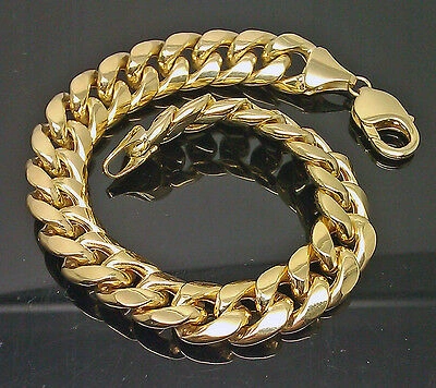 Pre-owned Globalwatches10 Men's Real 10k Men's Yellow Gold Thick Miami Cuban Bracelet 11mm, 8 Inches Long
