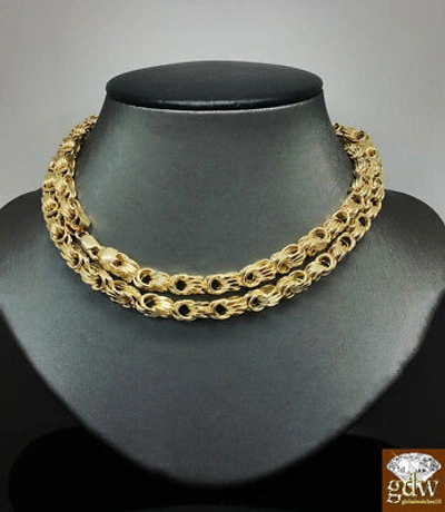 Pre-owned Globalwatches10 Real 10k Yellow Gold Byzantine Chino Chain Necklace 28 Inch 6.5-7mm