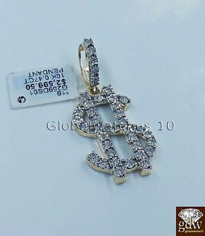 Pre-owned G&d Real 10k Yellow Gold Dollar Sign Money Pendant Real Diamond In G-i