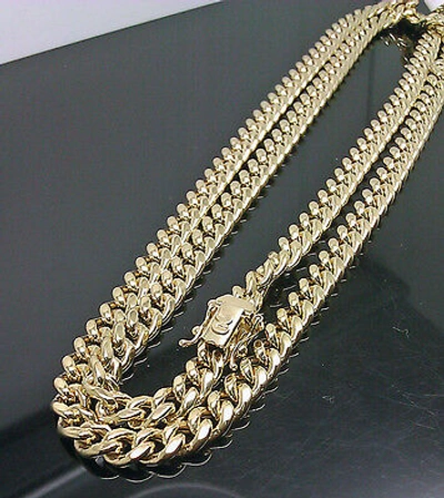 Pre-owned Globalwatches10 Real 10k Yellow Gold 24" Inch 6mm Miami Cuban Chain Necklace Box Lock Men