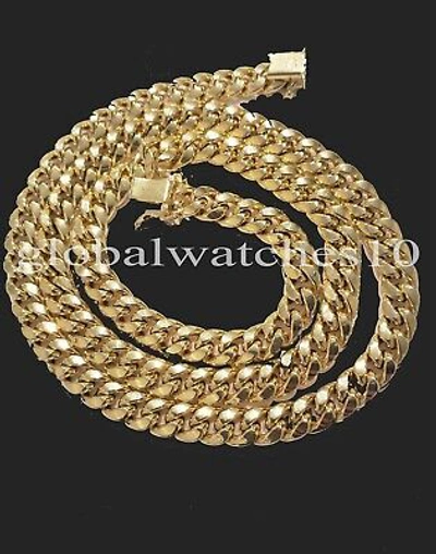 Pre-owned Globalwatches10 10k Mens Gold Chain Miami Royal Design Cuban Link Box Lock 7.1mm 24 Inch Real In Yellow