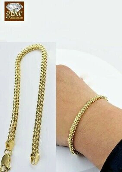 Pre-owned Globalwatches10 Real 10k Yellow Gold Franco Ladies Women Bracelet 8" Inch 3.5mm Rope Cuban Gift