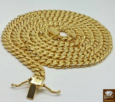 Pre-owned Globalwatches10 14k Yellow Gold Cuban Link Chain 8mm 28 Inch Long Box Lock Men Necklace Real