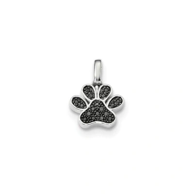 Pre-owned Accessories & Jewelry Sterling Silver Black & White Diamond Reversible Pawprint Pendant 0.15 Ct. In White; Black