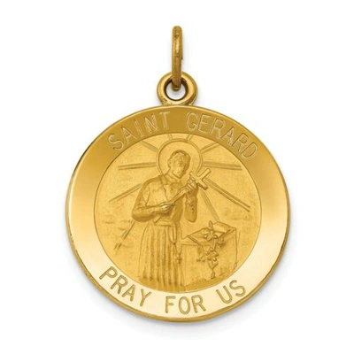 Pre-owned Goldia 14k Yellow Gold Polished St. Gerard "pray For Us" Religious Medal Pendant