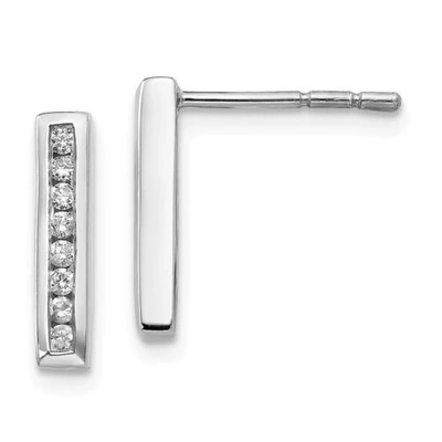 Pre-owned Goldia .925 Sterling Silver Channel Set 016 Ct. Diamond Bar Earrings White Ice