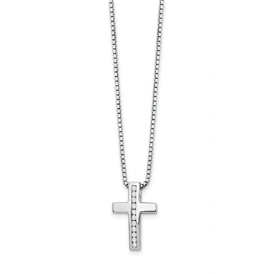 Pre-owned Accessories & Jewelry .925 Sterling Silver 0.11 Ct. Diamond Cross Slide Pendant Necklace White Ice