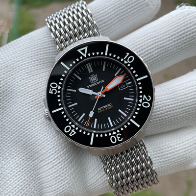 Pre-owned Steeldive Men Automatic Watch Diver 100atm Mechanical Wristwatch Luminous Nh35