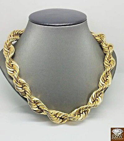 Pre-owned Globalwatches10 Real 10k Gold Rope Chain Necklace 26 Inch 15mm Lobster Lock Men Authentic 10k In Yellow Gold