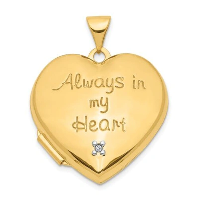 Pre-owned Accessories & Jewelry 10k Yellow Gold 0.005 Ct Diamond Always In My Heart Inscribed Locket - 2 Photos In White