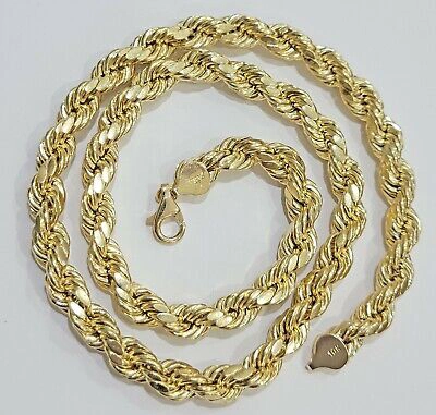 Pre-owned Gold Diamond 10k Yellow Gold Thick Rope Chain 8mm 18" Inch Short , Real 10kt Necklace Men's