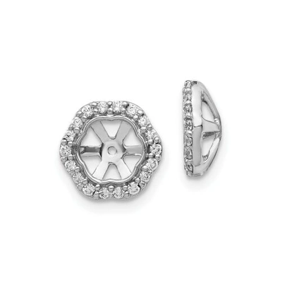 Pre-owned Accessories & Jewelry 14k White Gold Round Diamond Flower Halo Stud Earring Jacket 0.25 Ct To 0.31 Ct.