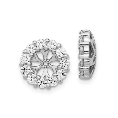 Pre-owned Accessories & Jewelry 14k White Gold Black Or White Diamond Halo Stud 11mm Earring Jacket 1 Ct.