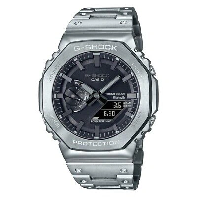 Pre-owned Casio G-shock Gm-b2100d-1ajf Black Full Metal Silver Solar Watch Men In Box