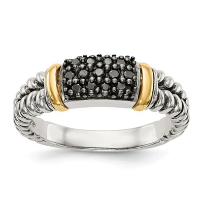 Pre-owned Shey Couture Black Diamond Ring Sterling Silver & 14k Gold Accent .125 Ct Sz 6-8