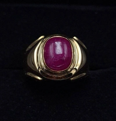 Pre-owned Handmade Unheated Untreated Ruby Ring Mens Ring Wedding Gold Rings 18k Yellow Gold Ring In Red