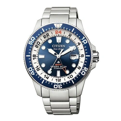Pre-owned Citizen Watch Promaster Bj7111-86l [marine Series Eco-drive Gmt Diver Blue]