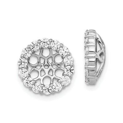 Pre-owned Accessories & Jewelry 14k White Gold Black Or White Diamond Halo Stud 12mm Earring Jacket 0.97 Ct.