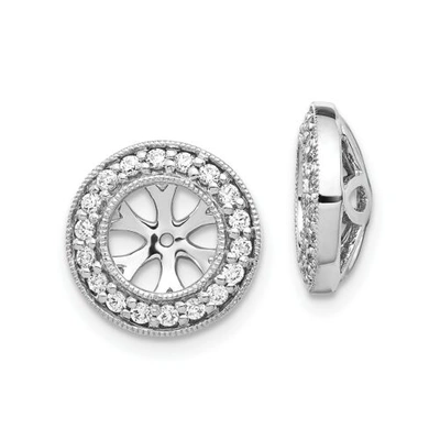 Pre-owned Accessories & Jewelry 14k White Gold Black Or White Round Diamond Halo Stud 12mm Earring Jacket 1/3 Ct