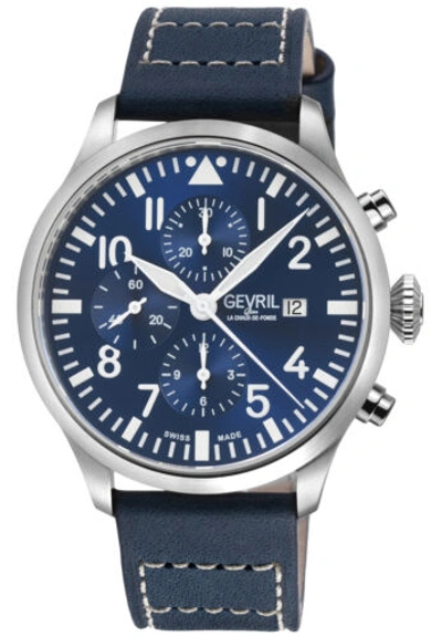 Pre-owned Gevril Men's 47101-1 Vaughn Chrono Pilot Swiss Automatic Eta 7750 Movement Watch