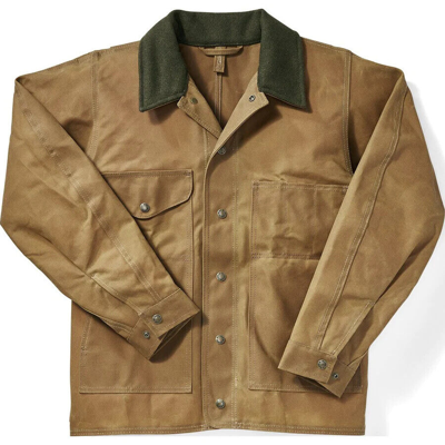 Pre-owned Filson Tin Jacket 11010007 Made In Usa Waxed Dark Tan Khaki Rugged Oil Cloth Cc