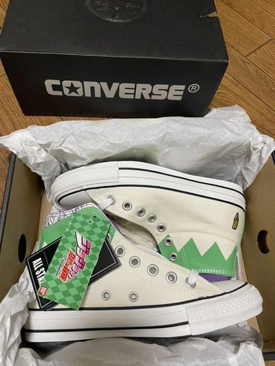 Pre-owned Converse Jojo X  All Star 100 W Hi 1ck799 Kishibe Rohan Us 6.5 Sneaker W/box In White / Green