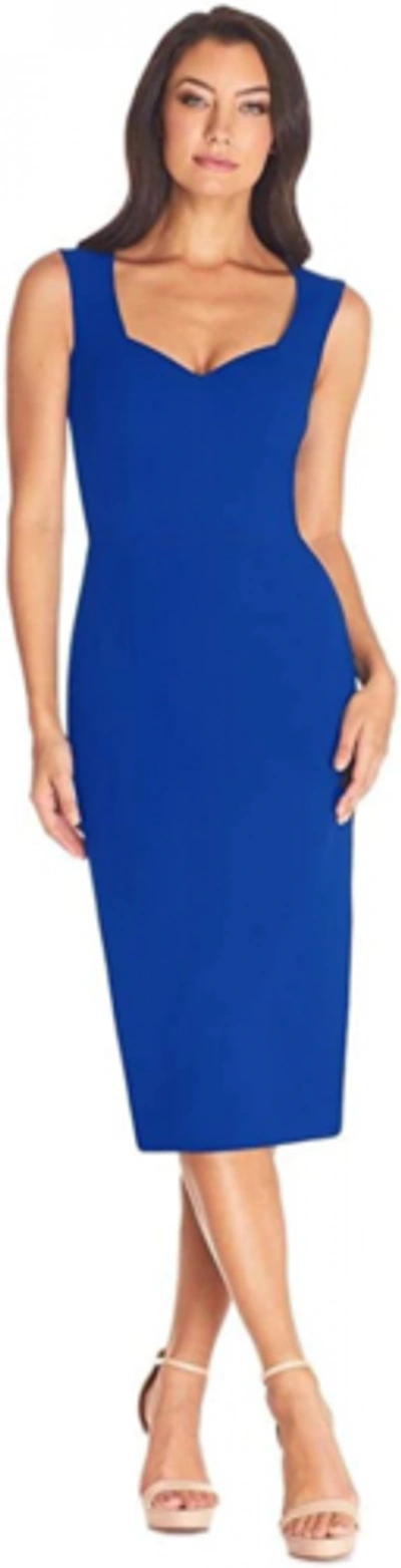 Pre-owned The Population Dress  Womens Nicole Sweetheart Neck Bodycon Midi Dress In Electric Blue