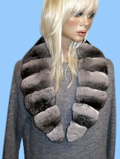Pre-owned From *damco* Genuine Chinchilla Fur Stole - Jacket Or Coat Collar - Scarf 42 Inch Length In As In Photo