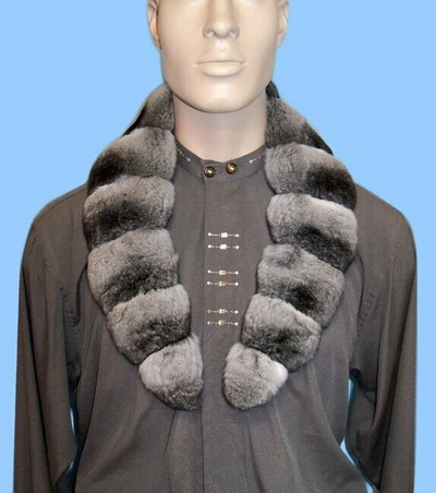 Pre-owned From *damco* Mens Genuine Chinchilla Fur Jacket - Coat Collar - Scarf 38 Inch Length