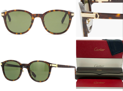 Pre-owned Cartier Eyewear Sunglasses Square Acetate Sunglasses Glasses Havana In Clear