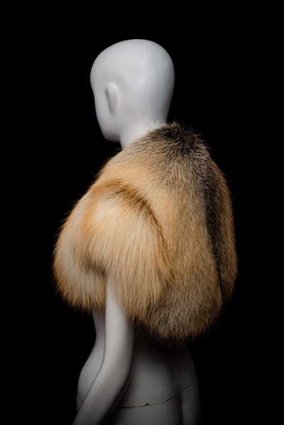 Pre-owned Handmade Genuine Natural Golden Island Fox Fur Bolero Shrug Jacket Gilet