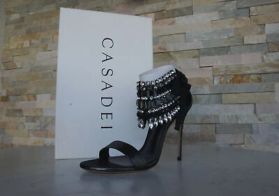 Pre-owned Casadei Ankle-strap High Heels Rhinestone Black