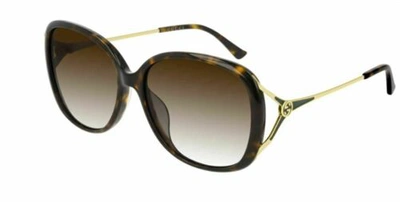 Pre-owned Gucci Havana 58 Mm Gradient Women's Sunglasses Gg0649sk-003 58 In Brown