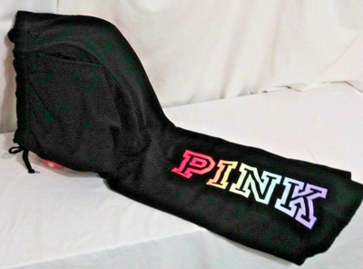 Victoria's Secret Pink Ombre Rainbow Campus Hoodie + Jogger Pants Set Black  XL