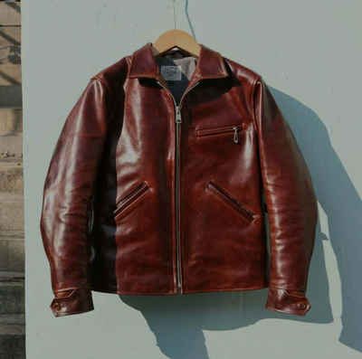 Pre-owned Leder Design 1930's Vintage Style Brown Cowhide Leather Veg Tanned Natural Cowhide Lth Jacket