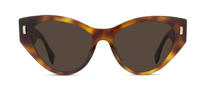 Pre-owned Fendi Cat Eye Sunglasses Fe40035i-5553e Havana Frame Brown Gradient Lenses