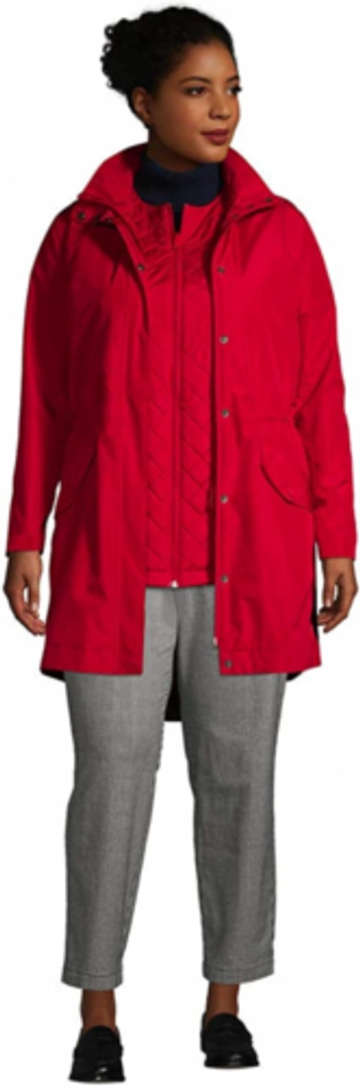 Pre-owned Lands' End Women's Waterproof Insulated 3 In 1 Rain Parka In Rich Red