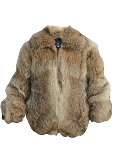 Pre-owned Handmade Real Coyote Fur Jacket Coat All Sizes In Brown