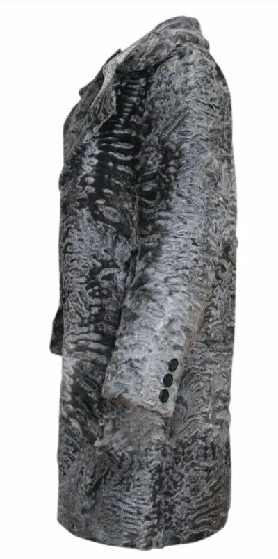 Pre-owned Handmade Gray Real Swakara Fur Real Astrakhan Fur Coat Mid Length Upto 40inches All Sizes