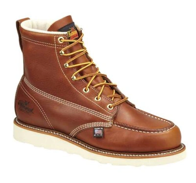 Pre-owned Thorogood Men's 6" American Heritage 804-4200 Steel Toe Wedge Sole Boot In Brown