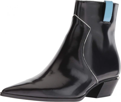 Pre-owned Calvin Klein Women's Nanuka Ankle Boot In Black Leather