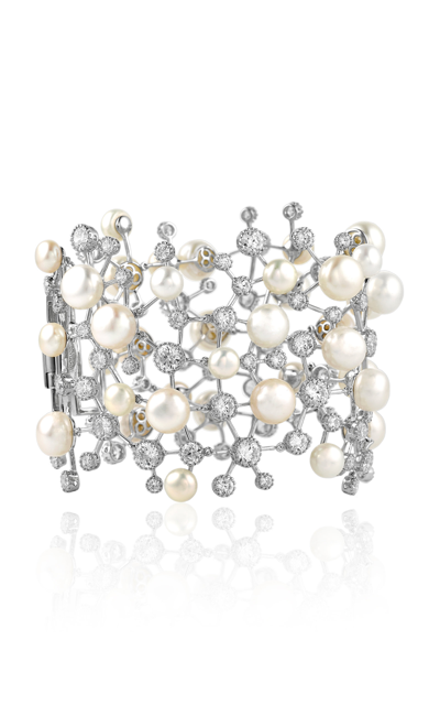 Anabela Chan 18k White Gold Plated Sterling Silver Constellation Collection Simulated Diamond & Cultured Freshwat