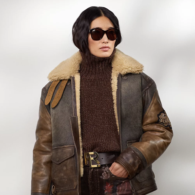 HOT Leather Jacket Polo Ralph Lauren Shearling Jacket Polo