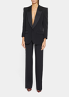 Saint Laurent Silk Collar Blazer In Nero
