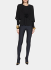 Saint Laurent Flower-detail Crêpe Jersey Top In Nero