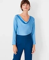 Ann Taylor Petite Cowl Neck Top In Marina Blue