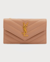 Saint Laurent Monogramme Small Grain De Poudre Ysl Envelope Wallet In Vintage Pecan