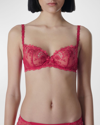 Simone Perele Reve Scalloped Lace Demi Bra In Ruby Pink