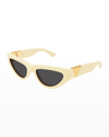 Bottega Veneta Inverted Triangle Acetate Cat-eye Sunglasses In Shiny Yellow